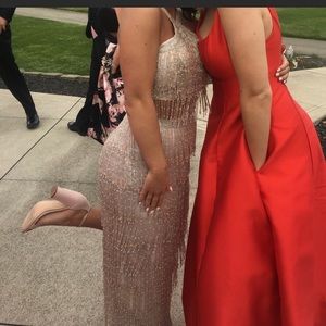 Fringe Mac Duggal Prom Dress: 2 piece, blush pink $200 Size: 6 Mac Duggal